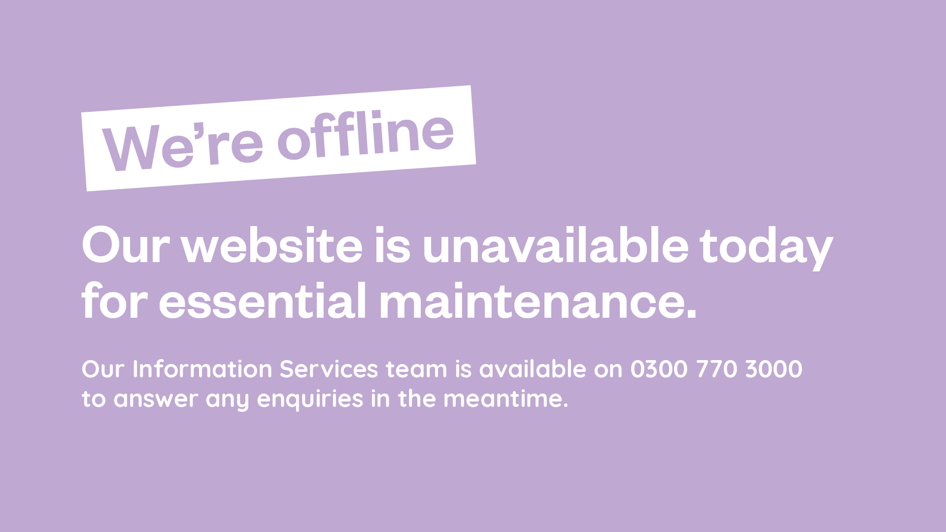 Maintenance Website Banner HSFC