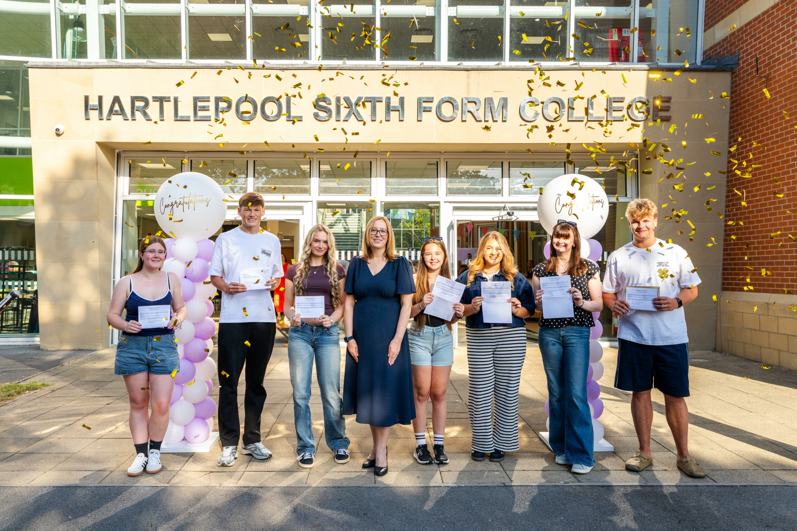 Hartlepool Sixth Form College students on results day in 2026